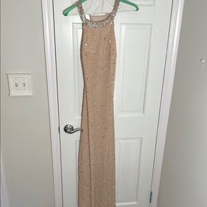 Elegant Beige Sleeveless Dress